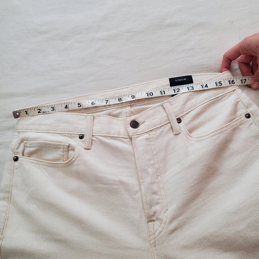 Vince Cream Jeans Denim Cropped Ankle Pants 100% Cotton 28 Womens 32 Inch Waist - Picture 6 of 12
